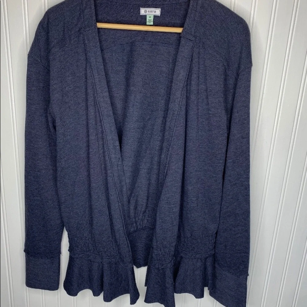 Susina Ruffle Raw Hem Cardigan - Picture 2 of 3